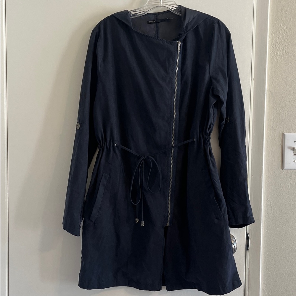 Poetry Navy Hooded Zip-Up Jacket